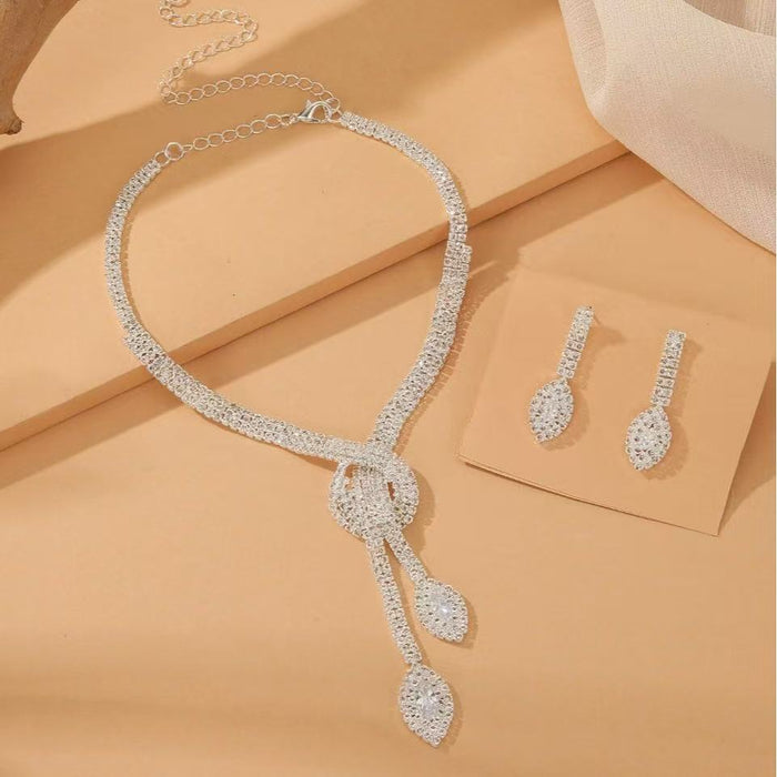 Wholesale Loose diamond and zircon women' s necklace and earring jewelry set