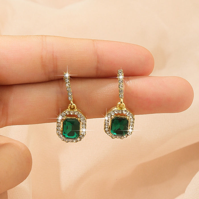 Wholesale Emerald Earrings Women's Internet Celebrity Elegant Earrings