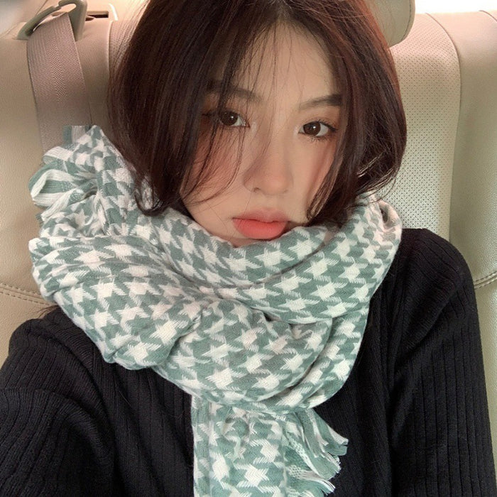 Wholesale Autumn and Winter Houndstooth Black and White Thick Scarf JDC-SF-Xuanx006