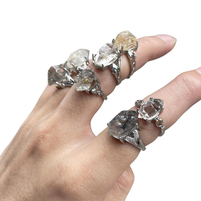 Wholesale Natural sparkling diamond crystal ring with adjustable opening, simple and fashionable wholesale