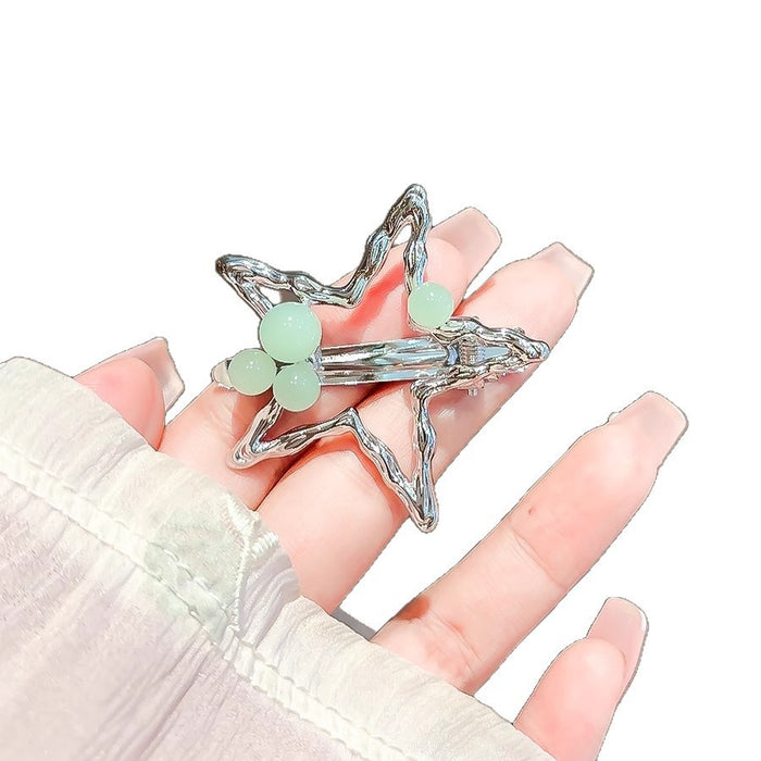 Wholesale Pearl star hairpin, forehead, broken hair, side clip, duckbill clip, edge clip, cute clip