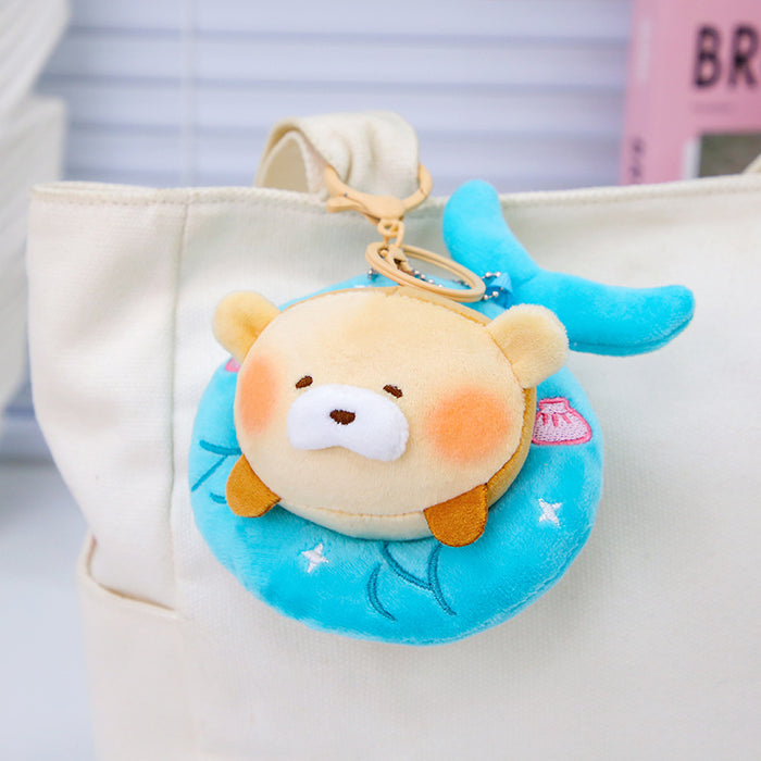 Wholesale Cute Little Shark Pull String Pendant Happy Penguin Keychain Plush Toy Bag Pendant Gift