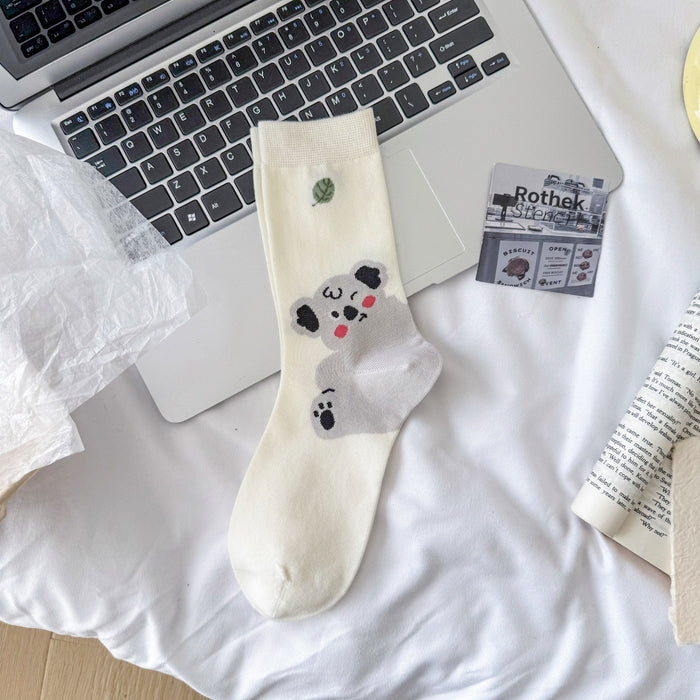 Wholesale Socks made of pure cotton, mid tube socks, cute cartoon pile socks, thin long socks