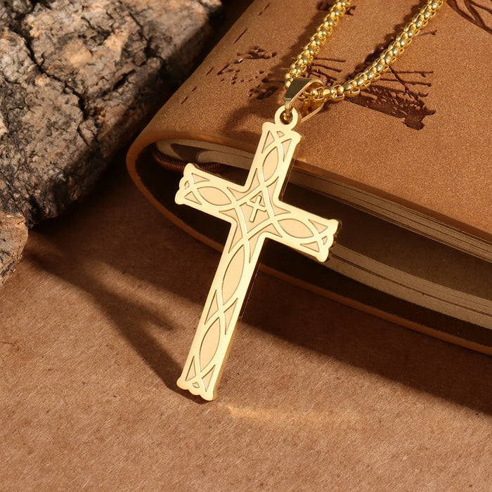 Wholesale Titanium Steel Simple Cross Necklace JDC-NE-FengH002