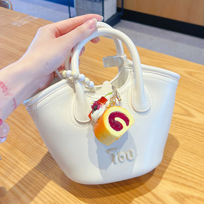 Wholesale Simulated Fruit Swiss Roll Keychain Pendant Blueberry Design Decorative MOQ≥2