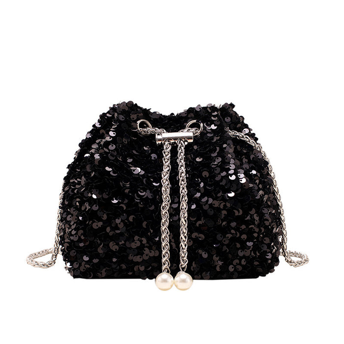 Wholesale Fashionable personalized sequin bag for women bucket bag western style shoulder bag fashionable crossbody evening bag