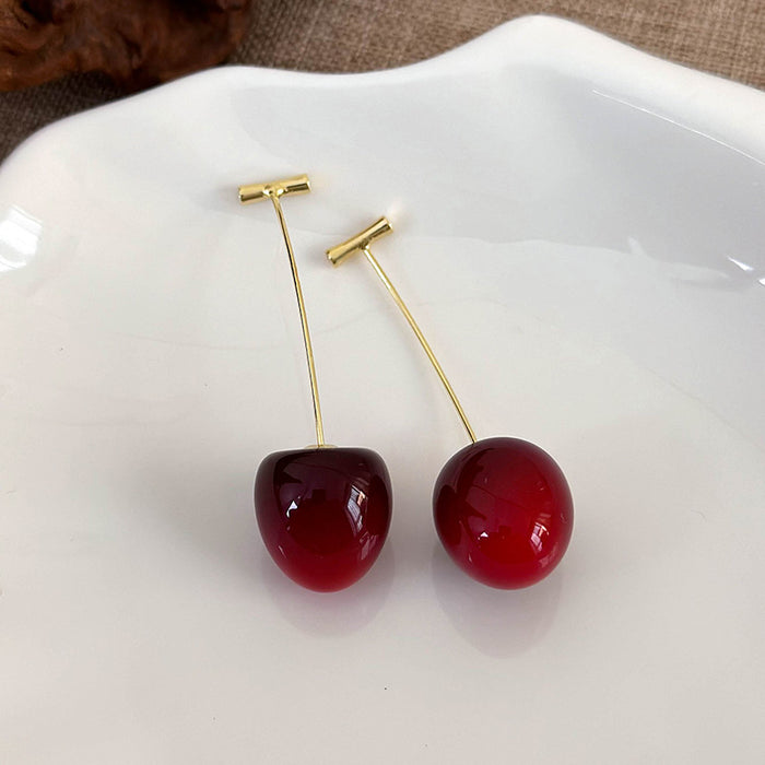 Wholesale Resin Cherry Earrings - Trendy Fruit Design Fashion Accessory