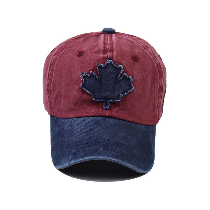 Wholesale Maple Leaf Embroidered Washed Vintage Baseball Cap