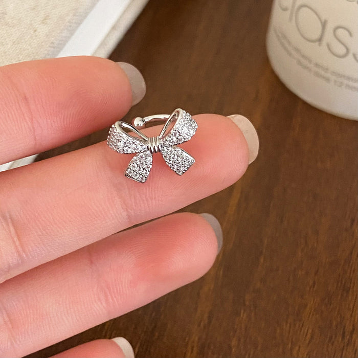 Wholesale Multi-layered,  niche,  versatile zircon-embedded Clip Earrings