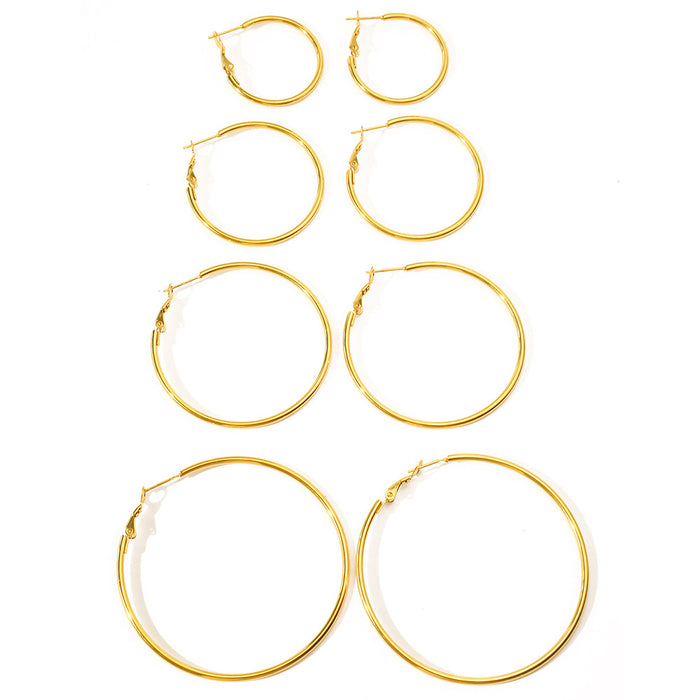Wholesale 4pcs/ set exaggerated circle plain ring