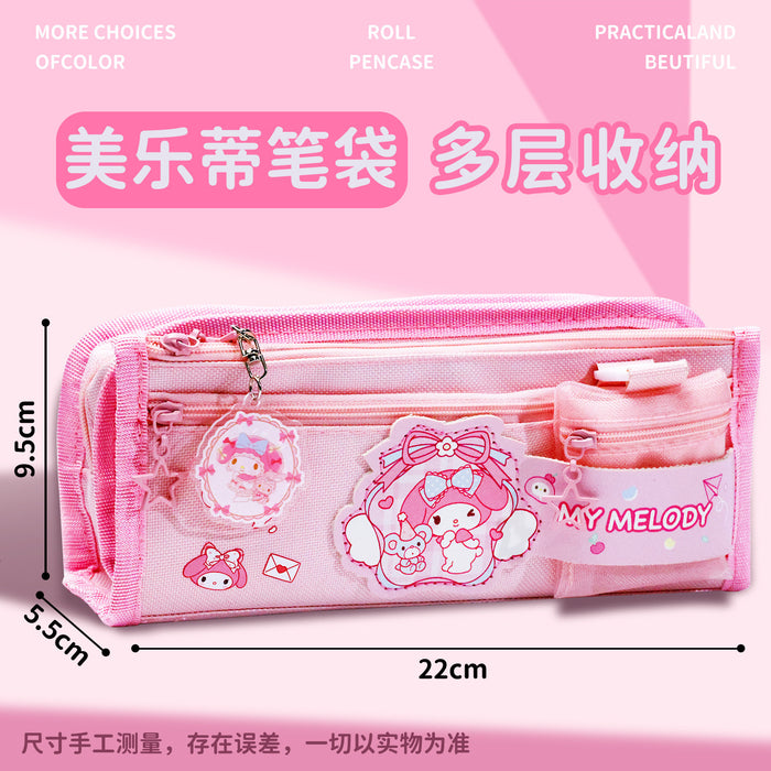 Wholesale Canvas Pencil Case for Girls Large Capacity Double Layer Casual School Gift