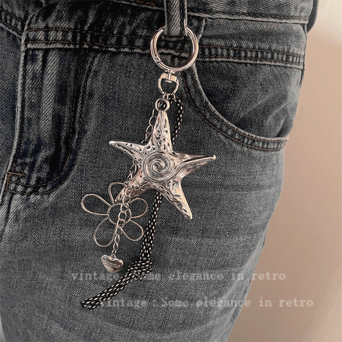 Wholesale Minimalist Star Flower Necklace Design Bag Charm Keychain Accessory