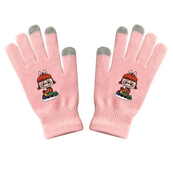 Wholesale Warm Dopamine Printed Knitted Gloves