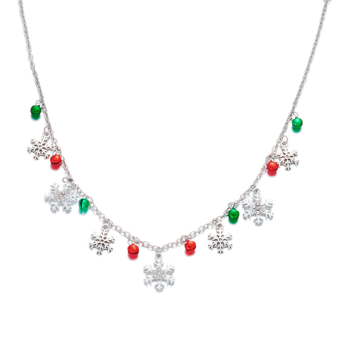 Wholesale Christmas Snowflake Bell Necklace Bracelet Set Alloy Jewelry Gift Accessory