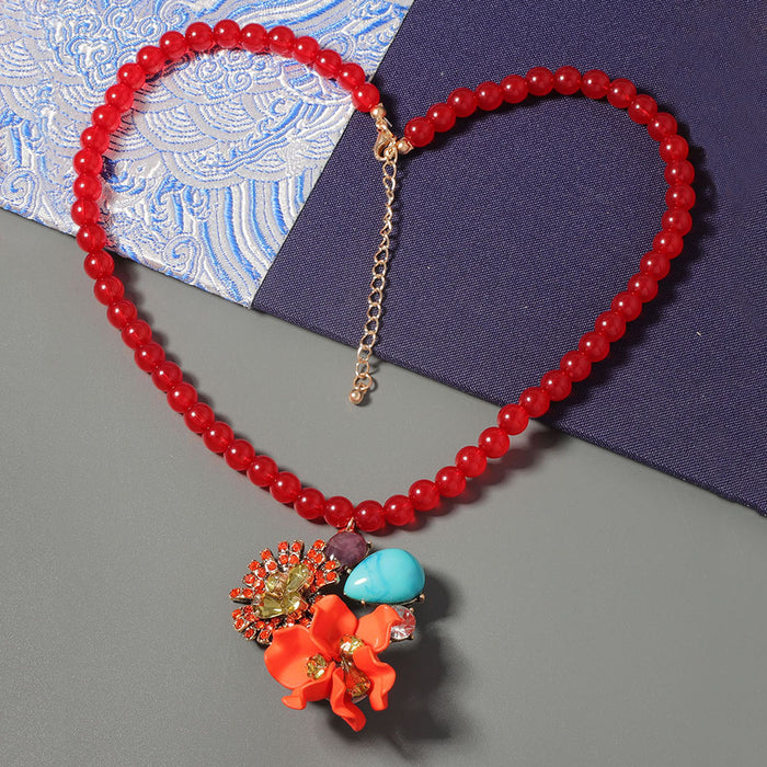 Wholesale Alloy Resin Flower Flower Pendant All-match Banquet Women's Necklace
