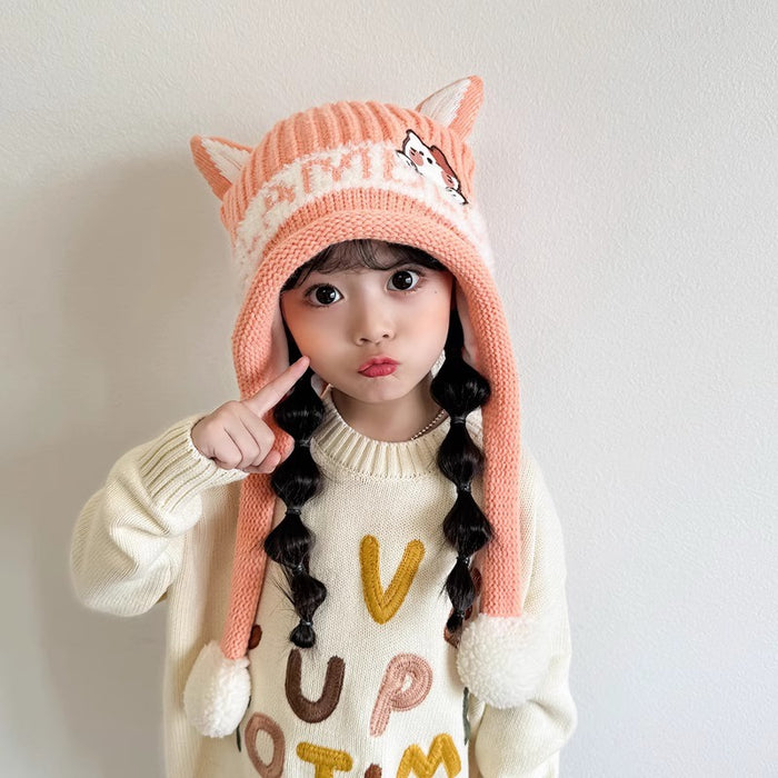 Wholesale Cute Girls Thickened Warm Children's Hat Autumn and Winter Cartoon Boy's Wool Hat Baby Ear Protection Hat