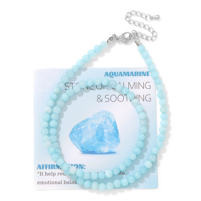 Wholesale 4mm stone bead necklace with stainless steel lobster clasp choker length