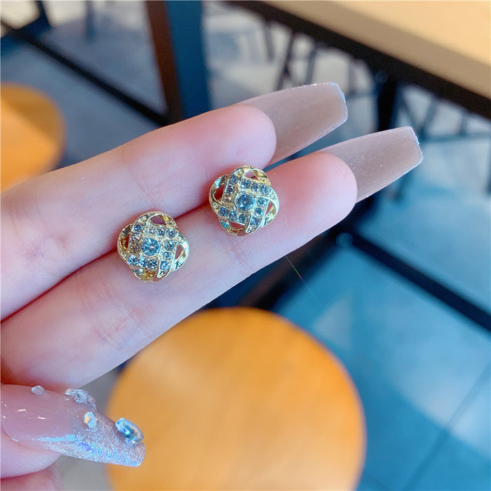 Wholesale Silver needle light luxury niche super sparkling full diamond flower earrings versatile temperament zircon earrings earrings