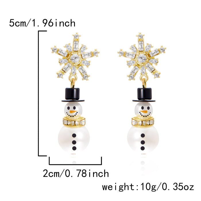 Wholesale Christmas Cute Diamond Snowman Earrings JDC-ES-GangM002