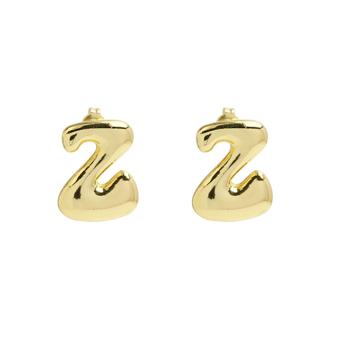 Wholesale 2PCS 18K Gold Brass 26 English Letters Earrings JDC-ES-BaiYi008