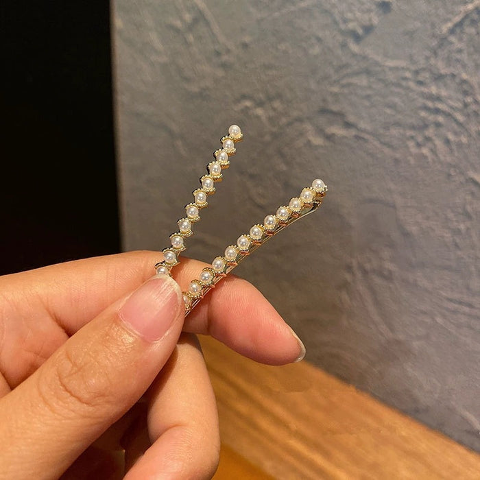 Wholesale  Pearl Hairpin Women's Fine Side Broken Hair Bangs Clip One-word Clip Hairpin Clip Headwear