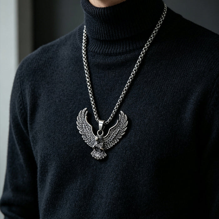 Wholesale Vintage Eagle Pendant Necklace Stainless Steel Punk Hip Hop Men S Fashion Accessory