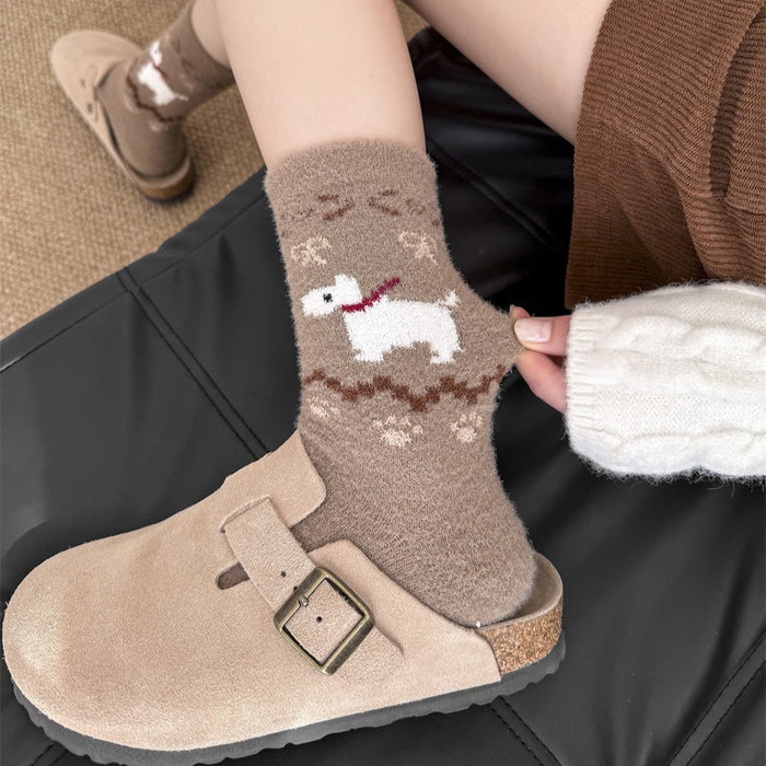 Wholesale Socks for children, thick and warm cartoon dog plush sleeping socks