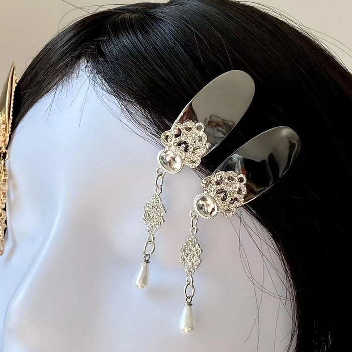 Wholesale Pink diamond tassel hair clip, exquisite bangs clip, hair accessory