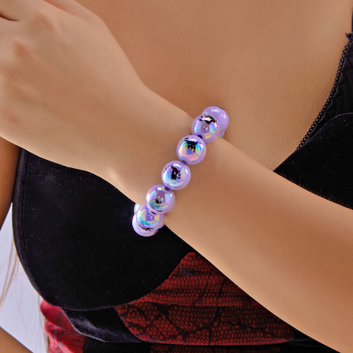 Wholesale  Skull Pumpkin Bracelet Wood Print Handmade Beaded Bracelet