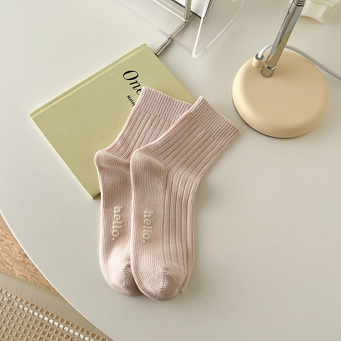 Wholesale Medium length socks with thick thread, versatile for wearing outside, cotton socks