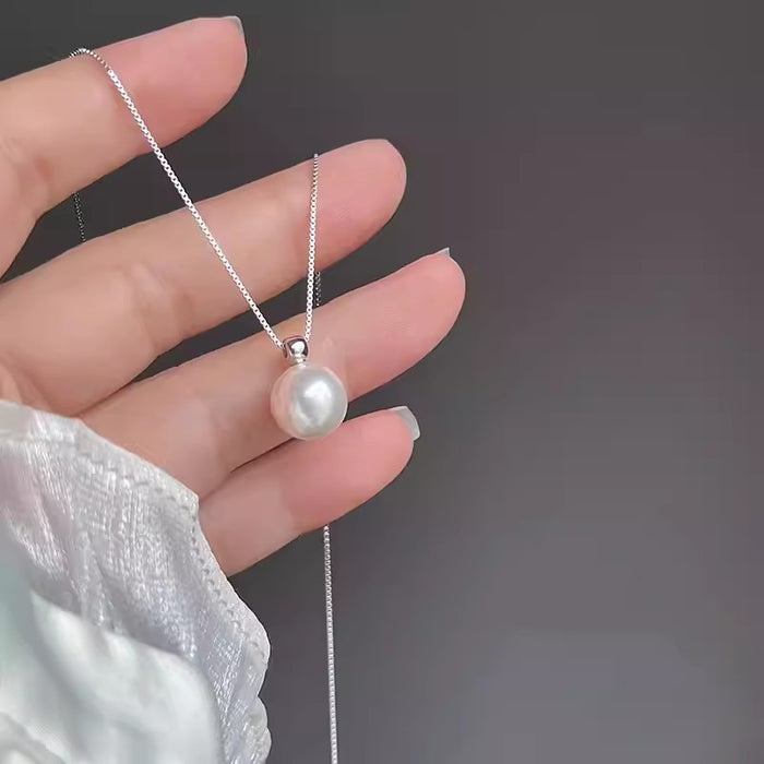 Wholesale Silver pearl pendant necklace, women's new style temperament, collarbone chain, high-end feeling, light luxury, niche necklace accessories