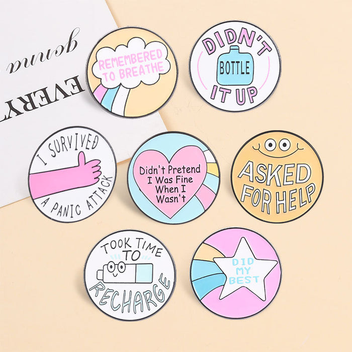 Wholesale Macaron Color Inspirational English Letter Enamel Brooch For Backpack Jewelry Accessory Party Gift Resale