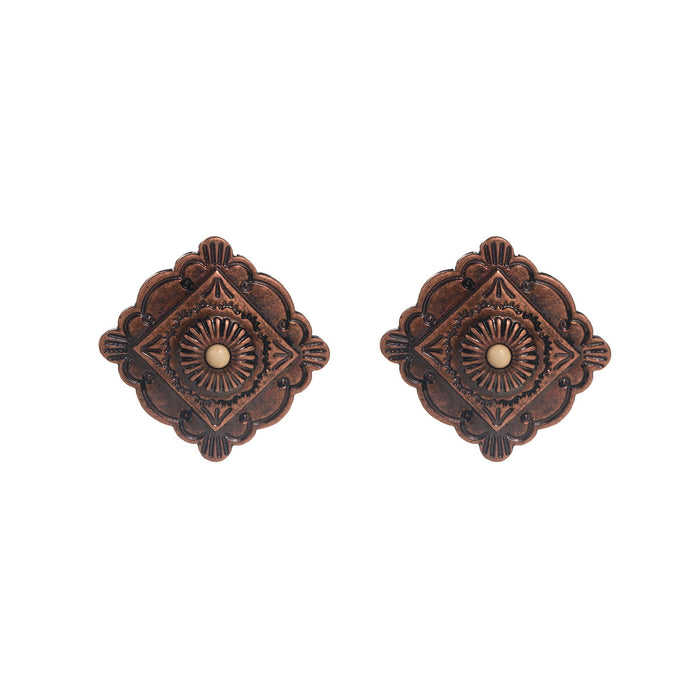 Wholesale Turquoise Inlaid Square Earrings Western Cowboy Style Chic Everyday Jewelry