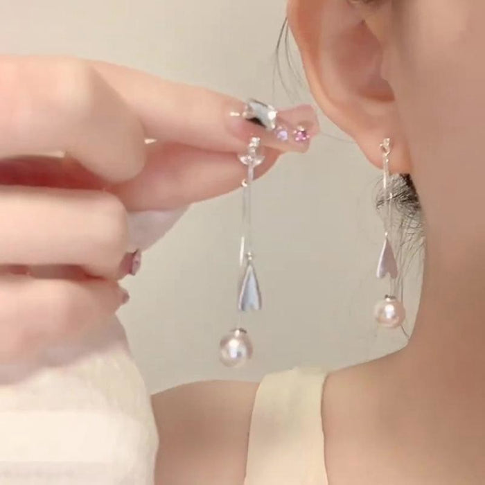 Wholesale Exaggerated Silver Long Metal Tassel Hoop Earrings