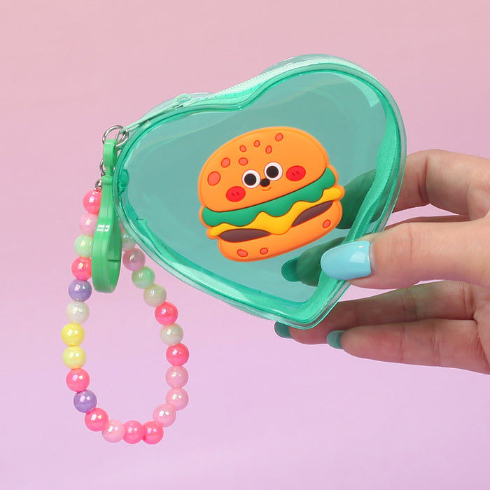 Wholesale Heart Shaped Jelly Transparent PVC Coin Purse With Chain Fashion Bag Charm Casual Chic Accessory