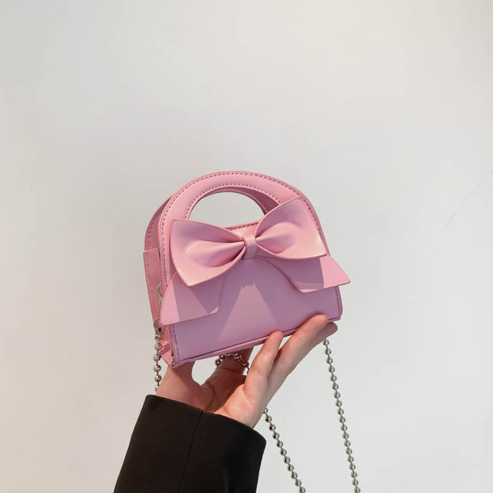 Wholesale Children's bag new fashion bow handbag niche candy color mini crossbody bag
