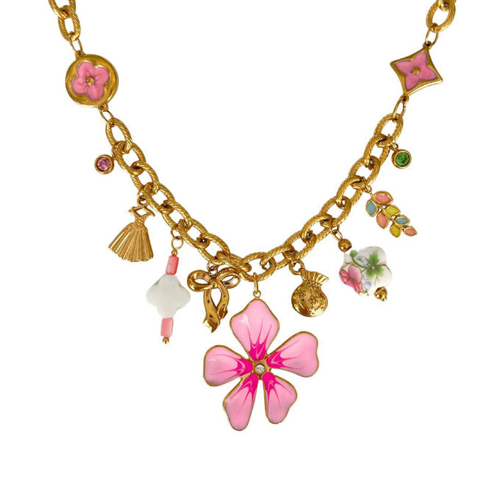 Wholesale Stainless steel fashion shell bow DIY pendant necklace electroplating