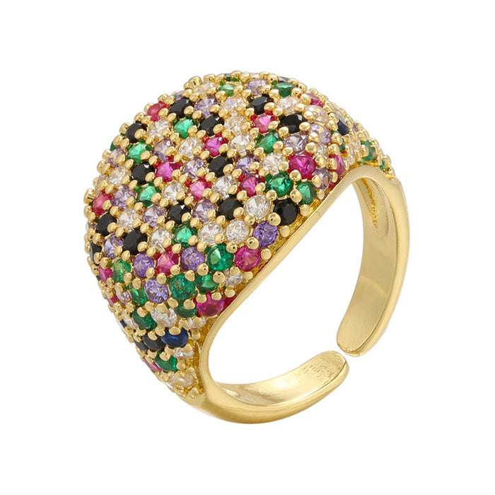 Wholesale Adjustable circular full diamond ring with adjustable opening