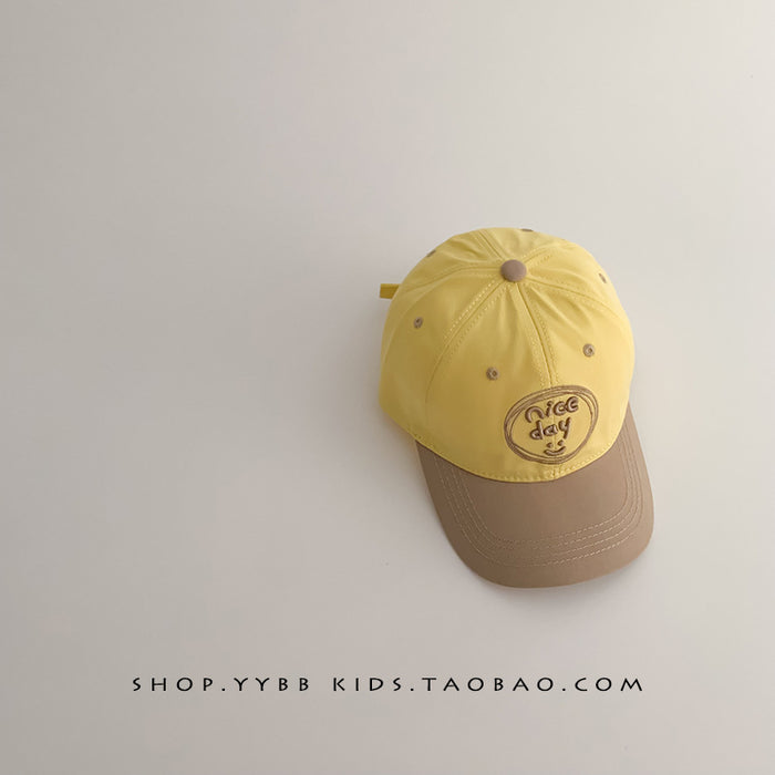 Wholesale Color blocked letter children's duck tongue hat, baby sun shading and sun protection versatile thin baseball cap