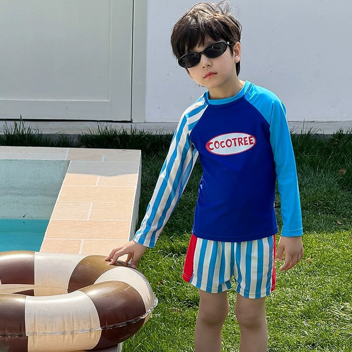 Wholesale New children's split long sleeved sunscreen swimsuit beach vacation set
