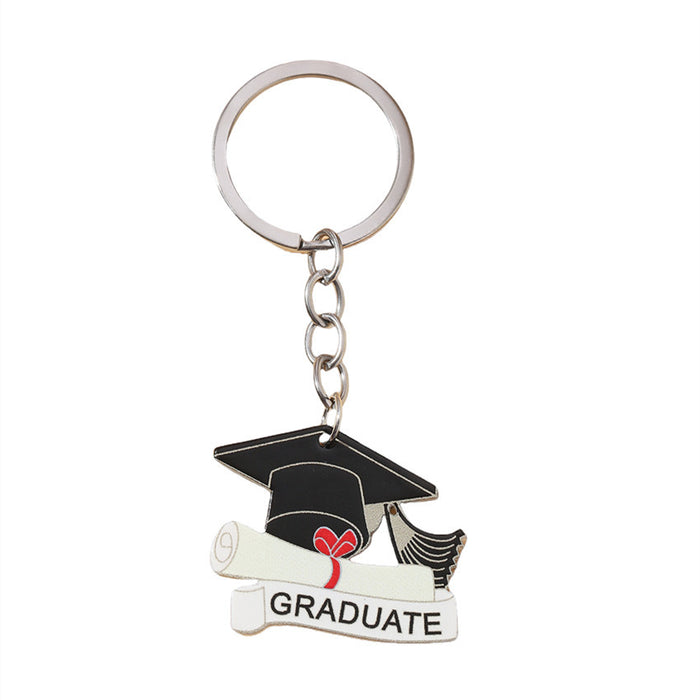 Wholesale Acrylic Graduation Season PhD Cap Keychain JDC-KC-RongRui015