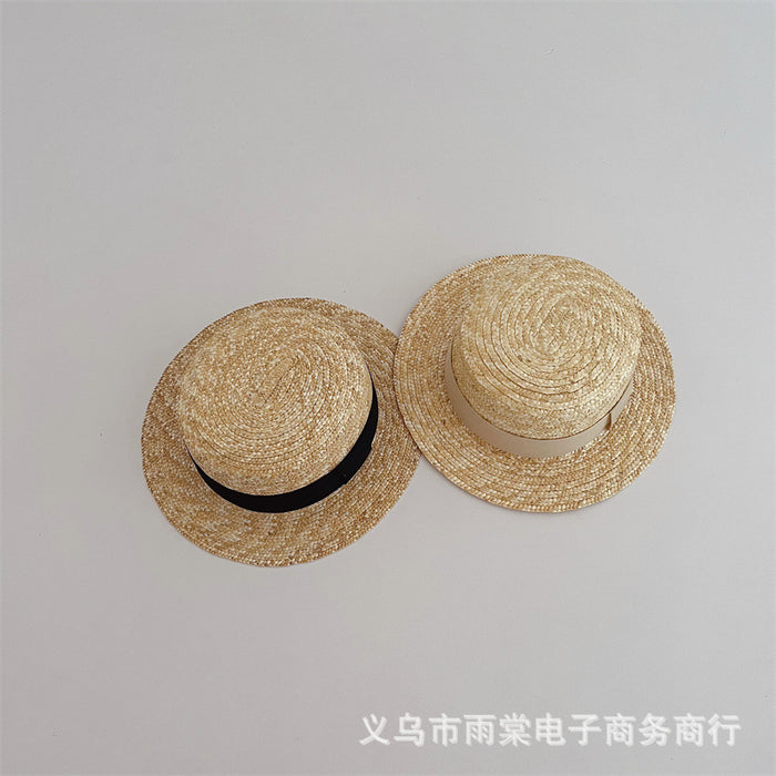 Wholesale children's straw hat western style wheat straw big brim baby beach hat