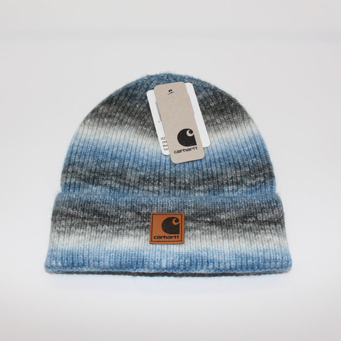 Wholesale Autumn and Winter Gradient Folded Leather Label Knitted Hat JDC-FH-QingCL008