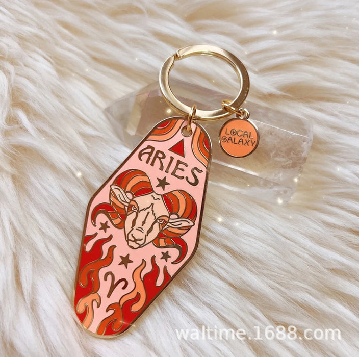 Wholesale 12 Zodiac Signs Alloy Keychain Stylish Car Key Accessory MOQ≥5