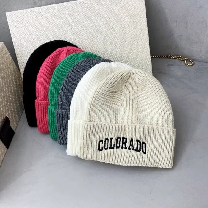 Wholesale White woolen hat, versatile letter knitted hat for students, warm and cold hat for men