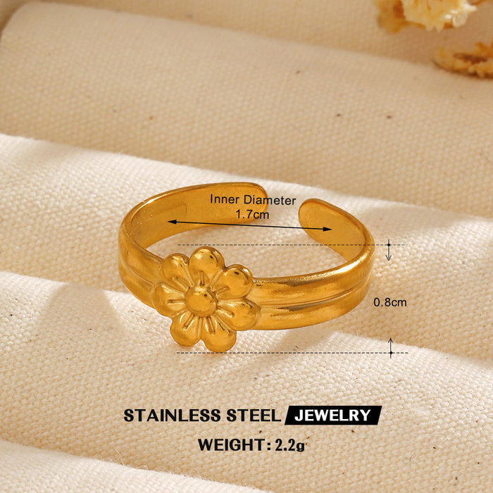 Wholesale women's Stainless steel Gold Plated Rings flower Adjustable rings