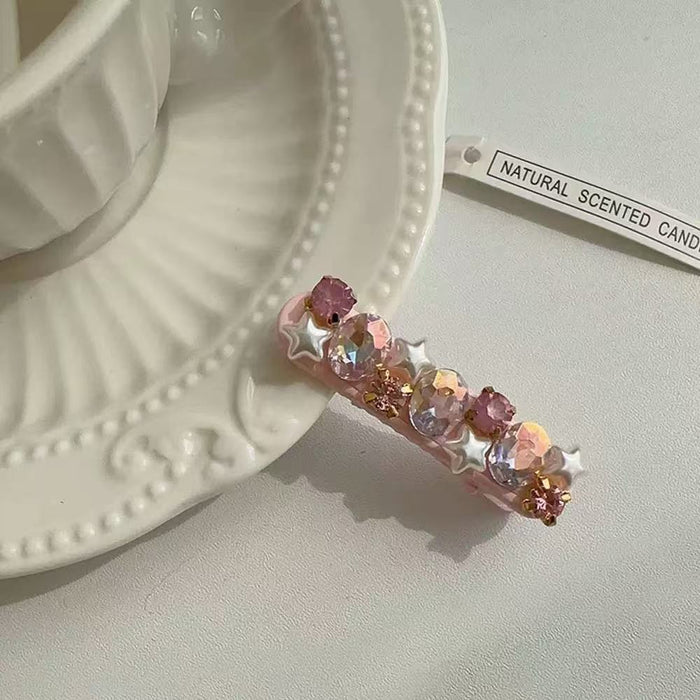 Wholesale Advanced Glittering Diamond Pentagram Pearl Inlaid Diamond Duckbill Clip with Hairpin Edge Clip