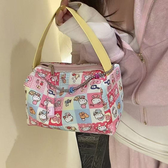 Wholesale Trendy Cartoon Cat Print Cosmetic Bag Portable Cloth Makeup Bag