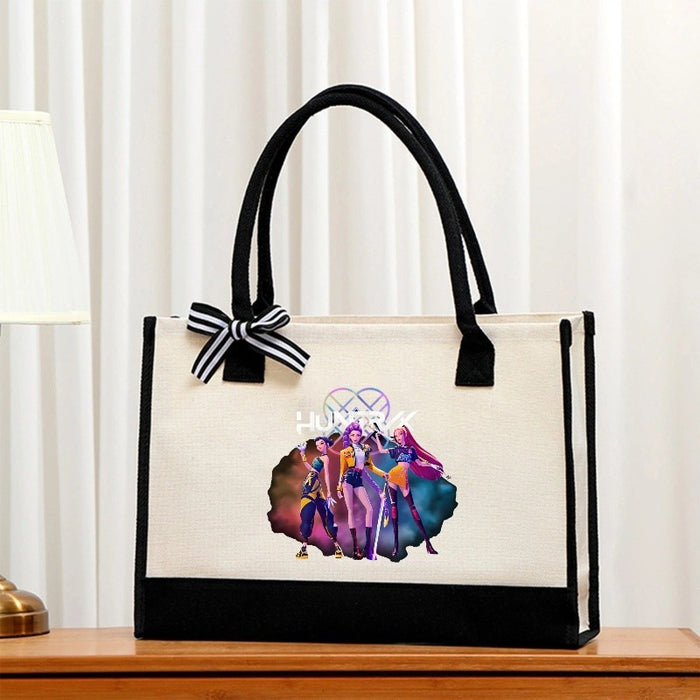 Wholesale Cartoon Print  Canvas Bag  Convenient Handheld Tote Bag