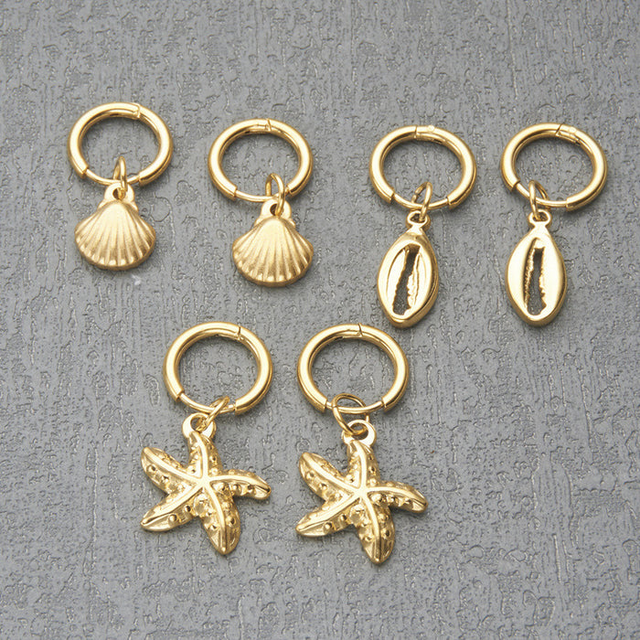 Wholesale jewel stainless steel starfish pendant earrings geometric